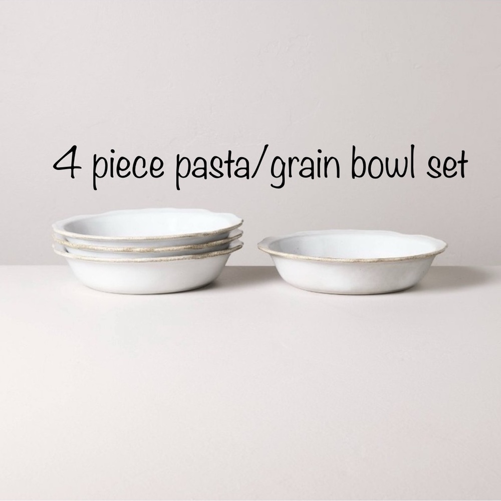 Hearth & Hand Carved Edge Pasta/Grain Bowl Cream set of 4